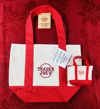 New Trader Joe's Mini Tote, Micro Tote, & Grocery Bag - 2025 Holiday - Red