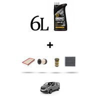 Hoffcar Servicekit 4 Filter Und 6L ÖL FüR Renault Trafic III 1.6 Dci 66Kw Ab