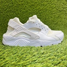 Nike Air Huarache Run Boys Size 5Y Triple White Athletic Running Shoes Sneakers