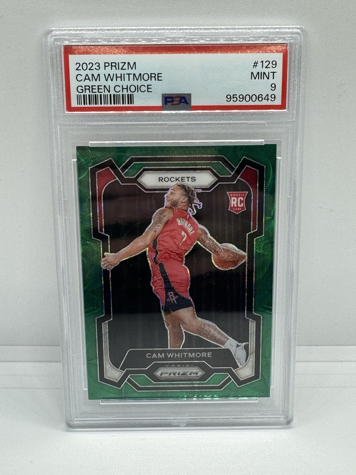 CAM WHITMORE 2023 PANINI PRIZM #129 ROOKIE GREEN CHOICE PRIZMS /8 PSA 9