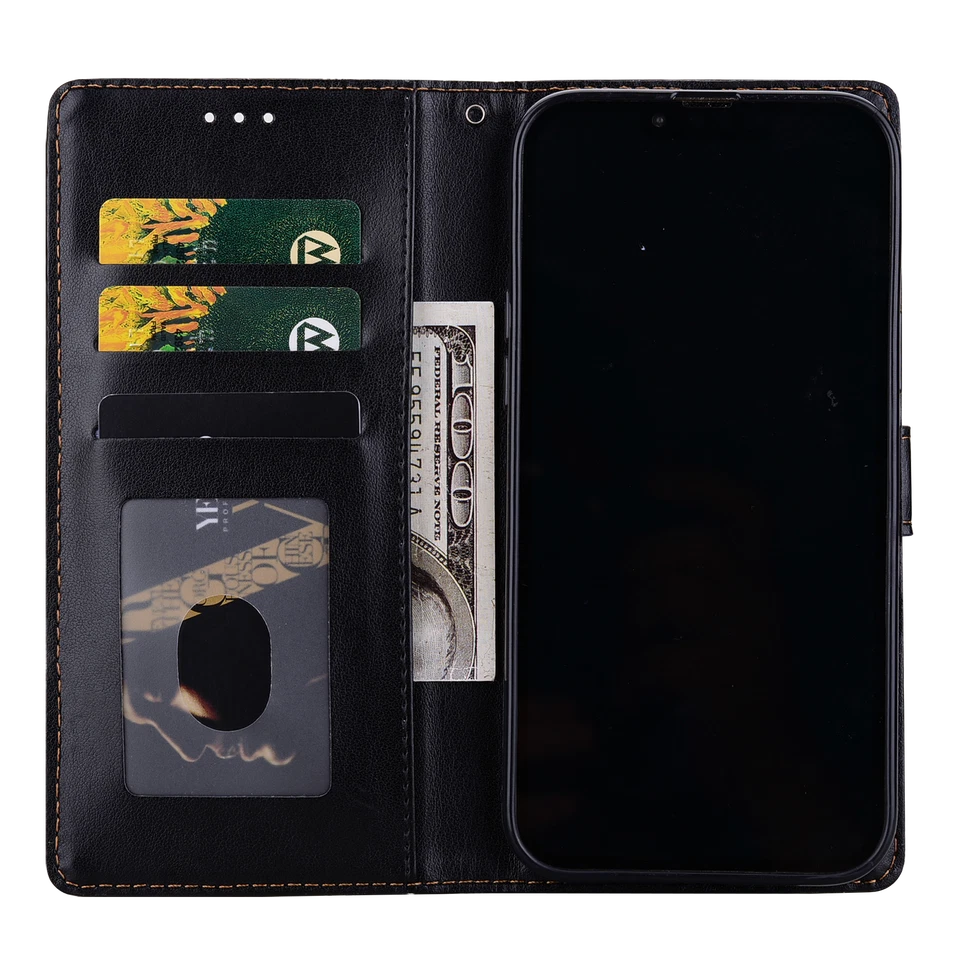 Grid Leather Wallet Phone Case For Huawei P20 P30 Lite Nova 5T 9 P Smart Y5 Y6 - Image 4 of 4