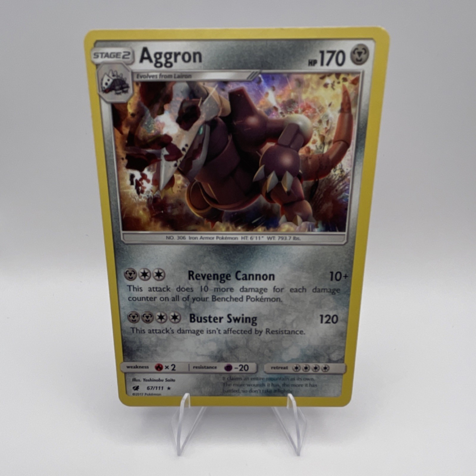 Aggron Holo Rare 170 HP SM-Crimson Invasion 67/111 Pokémon TCG English
