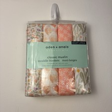 NEW Aden And Anais Muslin Cotton Swaddle Blankets Piece of my Heart Set Of 4