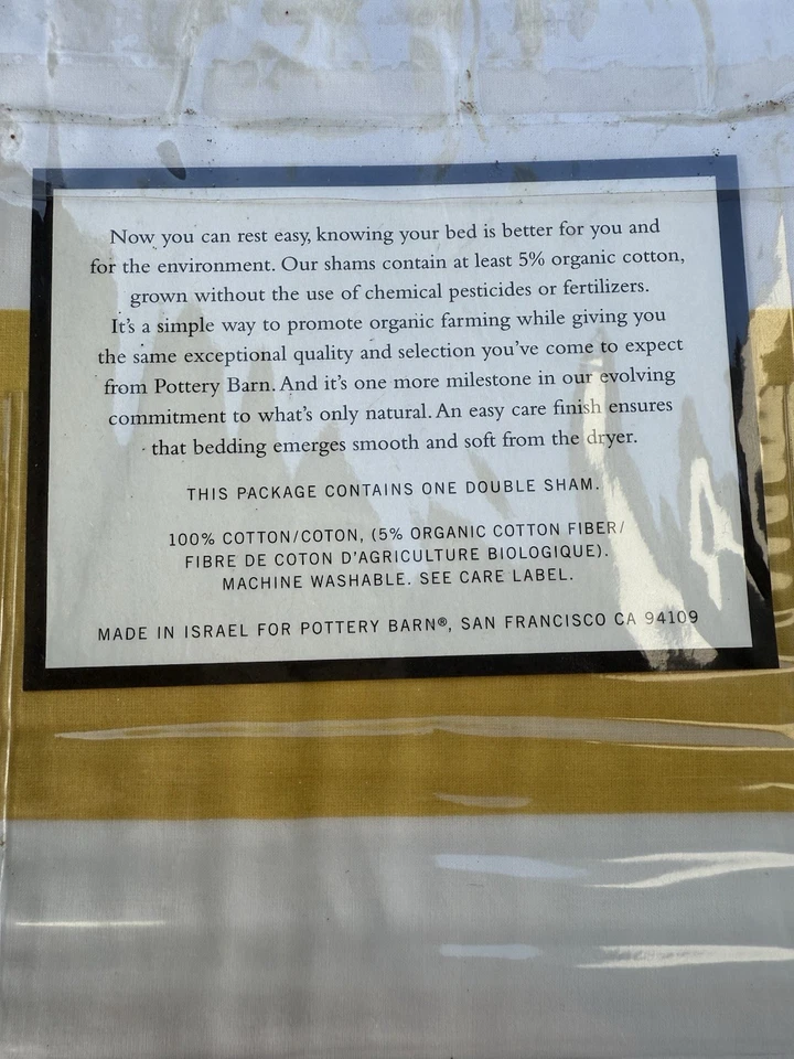 Almohada doble Pottery Barn clásica a rayas amarilla y blanca falsa nueva 20x50 Foto 4 de 4