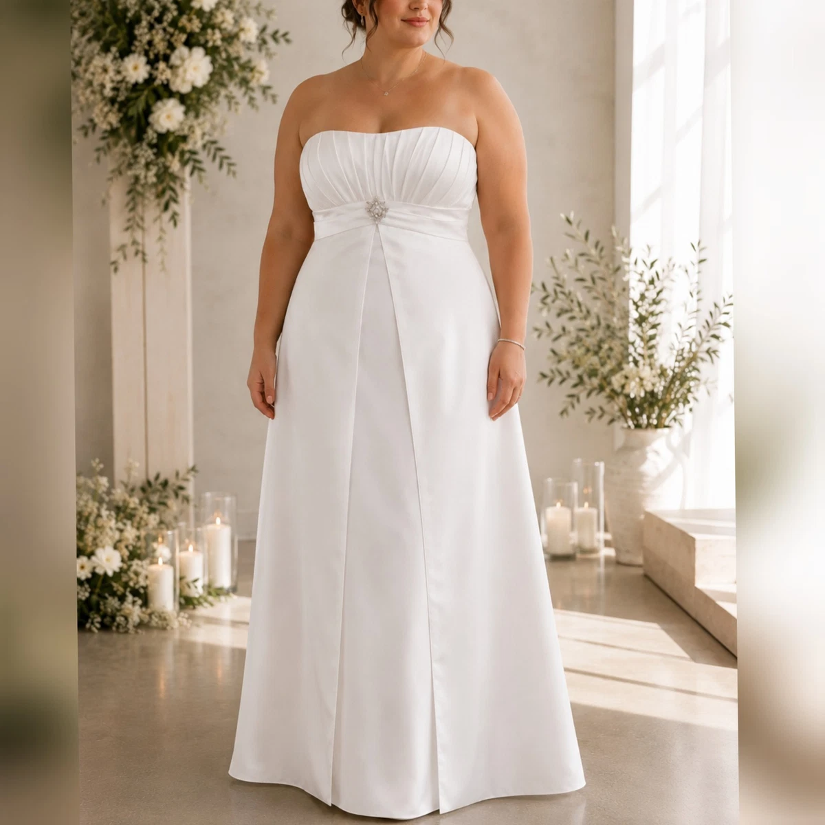 Satin Empire Wedding Dresses for sale | eBay