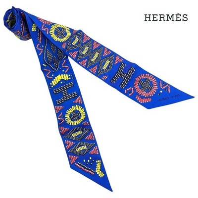 2635 Hermes Twilly Scarf KELLY EN PERLES Blue Japan