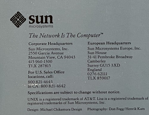 Sun Microsystem Memorabilia: 1987 Company Profile brochure printed USA 11/87 - Photo 6/6