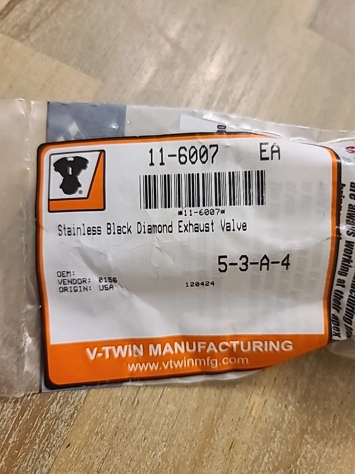 V-twin, KPM, Stainless Black Diamond Exhaust Valve , 5-3-A-4 - Image 2 of 3