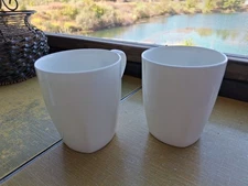 Set of 2 Roscher Solid White Bone China Coffee Mugs Square Base 14 oz