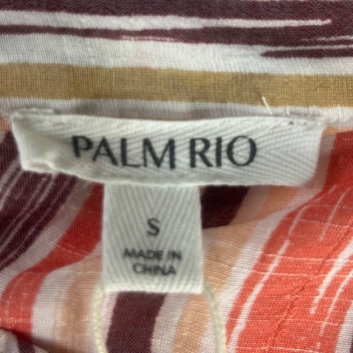 Palm Rio Striped High Low Blouse Shirt Small Orange Tan New Lightweight - Picture 6 of 10