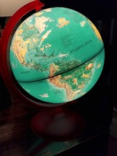 RICO GLOBE VINTAGE WORLD GLOBE LAMP RICO Made in ITALY Children's Red Base