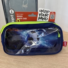 ZIPIT Half Half 3 Pocket Pencil Case Pouch soccer New with Tags School/kids