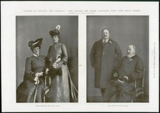 1904 Antique PORTRAIT  Print - ROYALTY King Edward King Carlos Queen Amelie (359