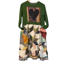 Upcycled Midi Maxi Dress S Boho Gypsy Art To Wear Pockets Heart Patchwork Hippie
