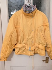 Vintage Nevica ski jacket womens 80s 90s Puffer  Recco. Size 38/14. Yellow