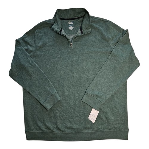 Croft & Barrow Extra Soft Fleece Quarter-Zip Pullover Sweater Green 2XB New - Picture 3 of 7