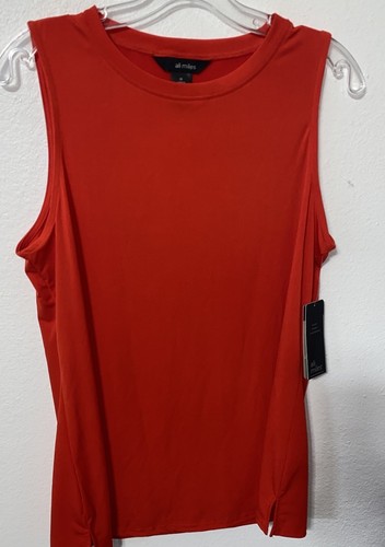 Blusa sin mangas Ali Miles M roja nueva crepé tejida de lujo camiseta sin mangas más cómoda - Imagen 3 de 5
