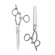 Kamisori Diablo II Swivel Scissors Hair Cutting Shears Set With 6" Thinner