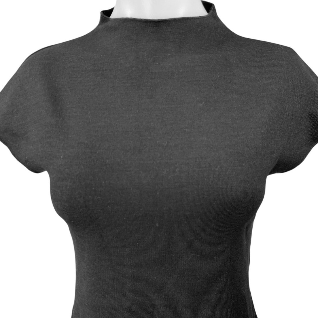 NEW Zara Black Short Sleeve Mock Neck Mini T Shirt Bodycon Sweater Dress Size L thumbnail 3
