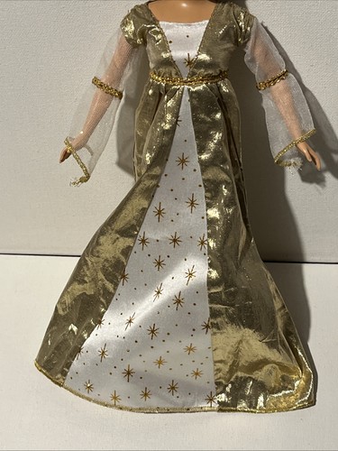 Barbie Doll Dress Long Length Shiny Gold with Stars Fancy Gown DRESS ONLY (F75)