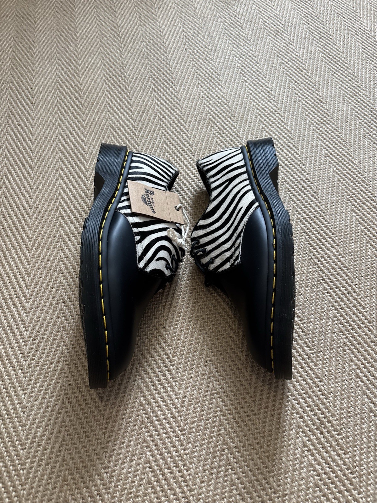 Rare Dr. Martens 1461 Zebra Hair-On LeatherShoes - Size 8 (New) image 3