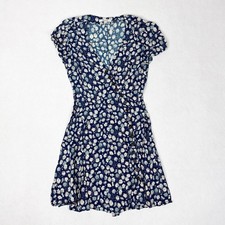 Madewell Floral Mini Dress Womens 00 Blue Daisy Print Button Front