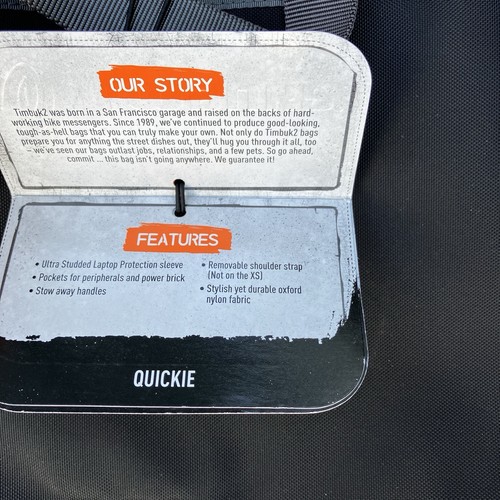 Timbuk2 233-4-2000 Quickie Black Messenger Bag Black Laptop Business Case NEW - 第 3/16 張圖片