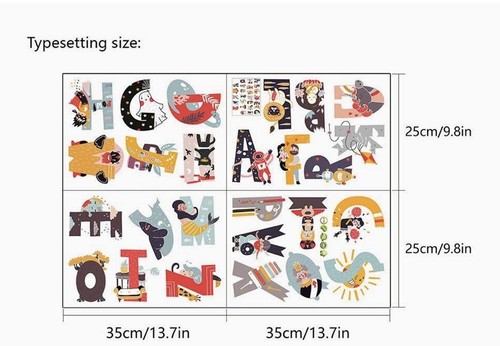 Witkey Cartoon Alphabet Peel & Stick Removable Wall Decals ABC Kids Wall Sticker - Picture 3 of 3