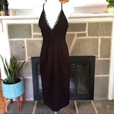 OH MY LOVE London Plunge Midi Little Black Dress XS