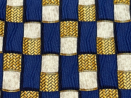 Valentino Mens Necktie Silk Cravatte Gold/Blue Geometric Art Deco Made in Italy - Picture 5 of 12