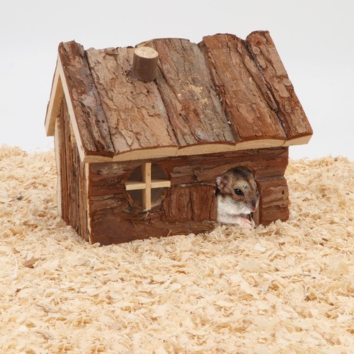 Hamster Wood House Hamster Hideout Hut For Dwarf Hamsters Mice Small Gerbils sm - Picture 6 of 7