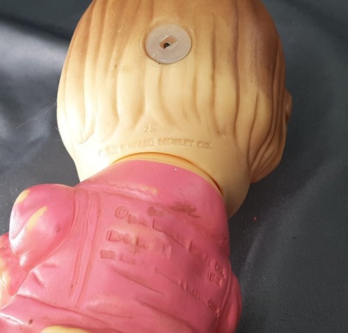 1960's Rubber Squeak Toy Carpenter Boy & Girl w/ Teddy bear~ Prescott & Mobley - Picture 8 of 8