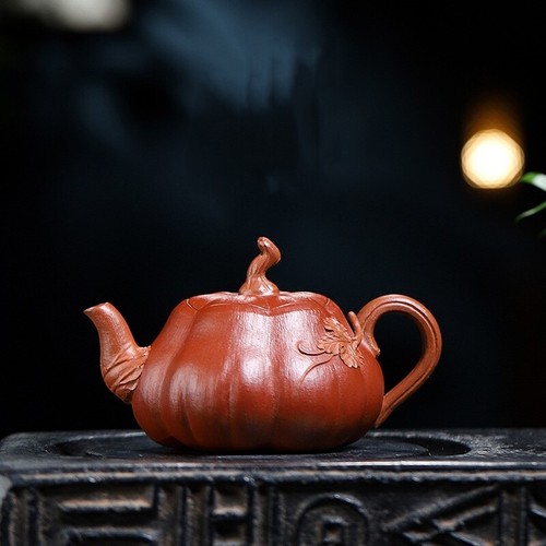 150ml Full Handmade Tea Pot Pumpkin Design Real Yixing Zisha Dahongpao Clay Pot - Picture 8 of 12