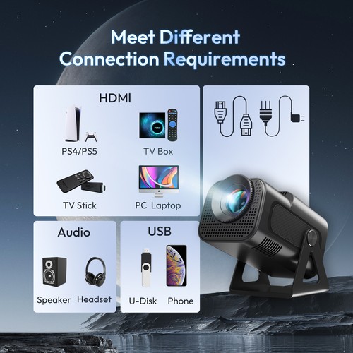 1080P Projector 25000LMS 4K 3D 5G WiFi Bluetooth Video Home Theater 250" Display - Picture 10 of 10