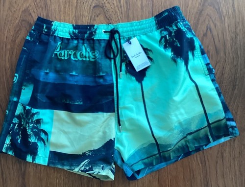 PAUL SMITH Men “Paul’s Photo-Prints” Swim Shorts LARGE Green/Black NWT $150 USD - Picture 9 of 15