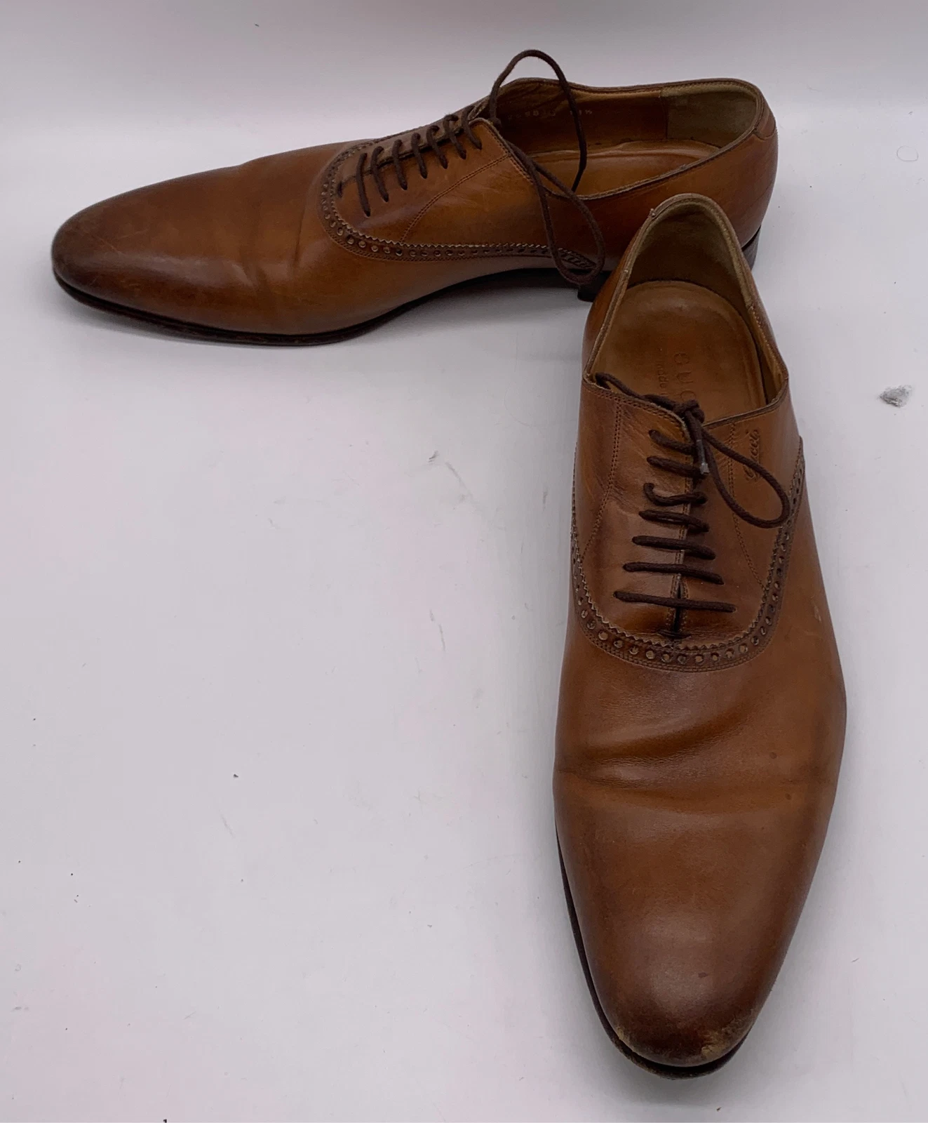 Chaussures habillées homme Gucci cuir marron à lacets Oxford pointure 11,5 (TAPPED)