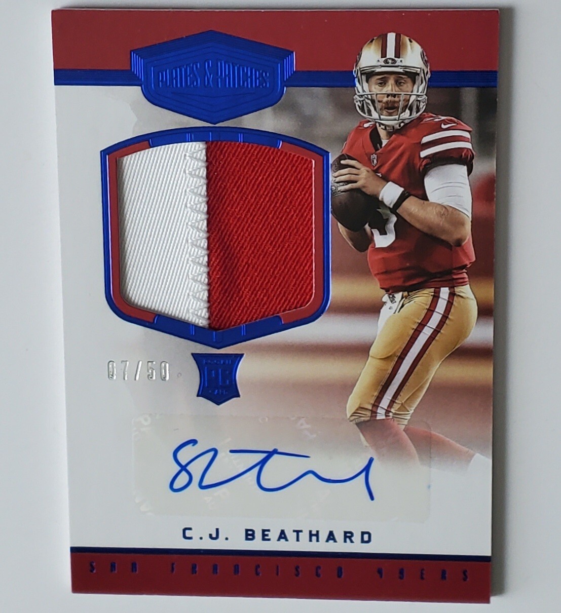 CJ Beathard Panini Plates & Patches #232 Patch Autograph-Blue