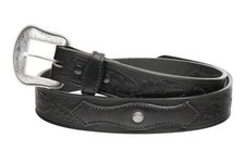 Men's Genuine Black Western leather strap belt Amish crafted made in the USA