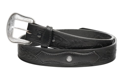 Men's Printed Western Style Leather Belt Black
