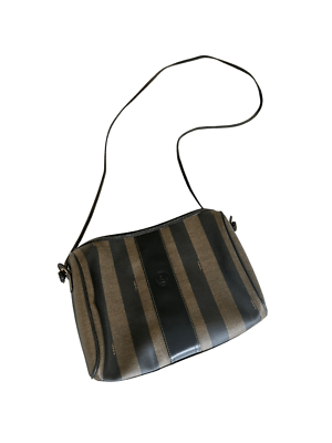Vintage Fendi Pequin Striped Coated Canvas Crossbody Bag