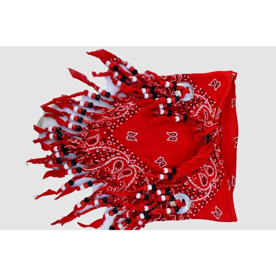 Juego de 2 cuentas vintage de pañuelos occidentales rojos y blancos estampados de cachemira para mujer Foto 3 de 4