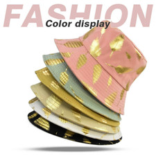 Fashion Gold Leaf Printed Bucket Hats Sun Fisherman Hats for Women Girls Summer