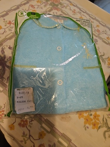 Nuovo Vintage Neonato Sears One Piece Sleep"n Playsuit Blu Sleeper Elasticizzato Terry 1B - Foto 7 di 10
