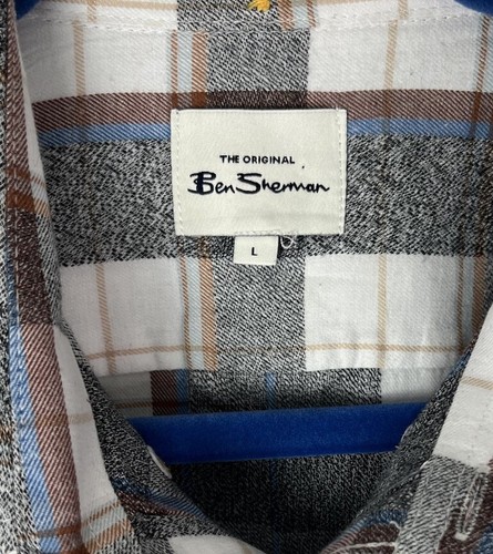 Camisa Ben Sherman Para Hombre La Original Acogedora Marfil Cuadros Abotonada Talla Grande - Imagen 8 de 13