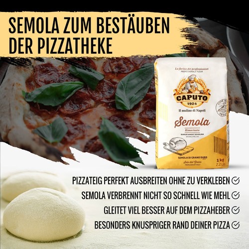 4 x farine de pizza Caputo + 1 x semoule + 1 x levure sèche + 1 boîte avec couvercle et spatule - Photo 5/8