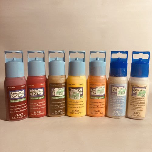 Lot of 7 (3 New, 4 = 90% Full) Plaid Gallery Glass Window Color & Etching Medium