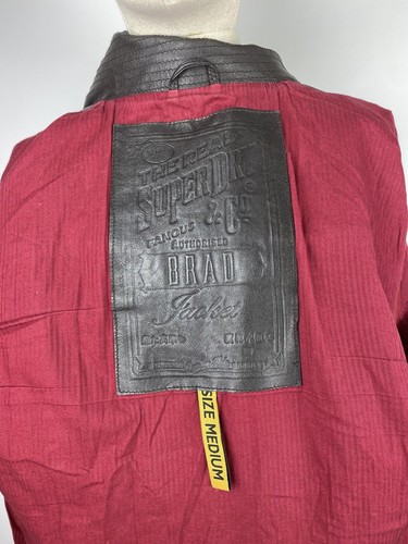 Superdry Japan men’s genuine leather multipocket Biker jacket size M brown - Picture 23 of 24