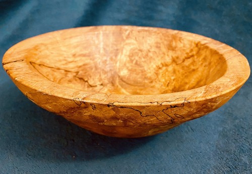 Signed Hand Turned Spalted Maple Wood Decorative Bowl 11x4 - Picture 21 of 23