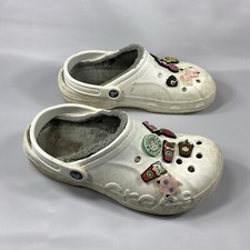 Crocs Baya Lined Clogs Womens 10 Fur Lined White Indoor House Shoes M8 / W10