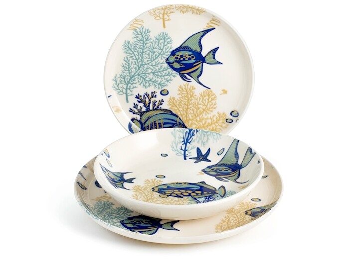 servizio 18 piatti bahamas in stoneware decorato